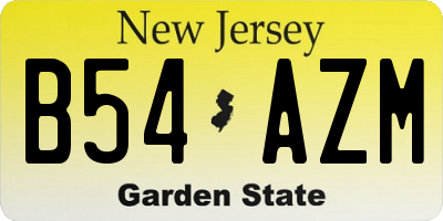 NJ license plate B54AZM