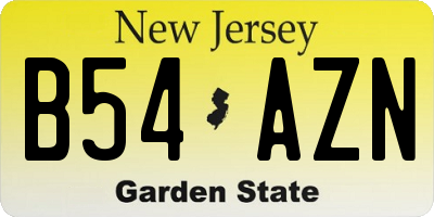NJ license plate B54AZN