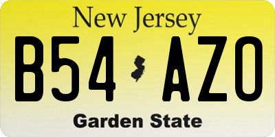 NJ license plate B54AZO