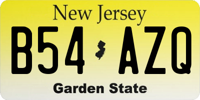 NJ license plate B54AZQ