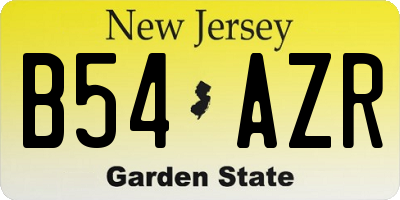 NJ license plate B54AZR