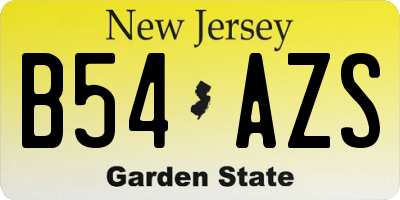 NJ license plate B54AZS