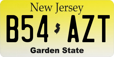 NJ license plate B54AZT
