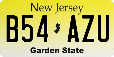 NJ license plate B54AZU