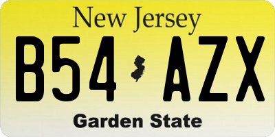 NJ license plate B54AZX