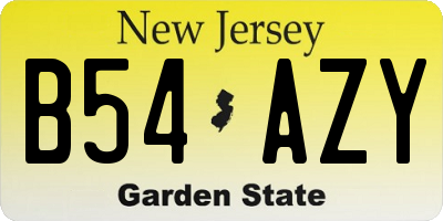 NJ license plate B54AZY