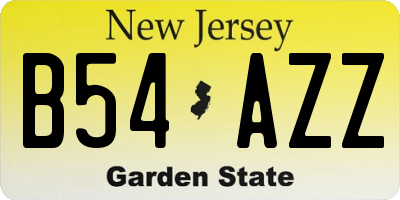 NJ license plate B54AZZ