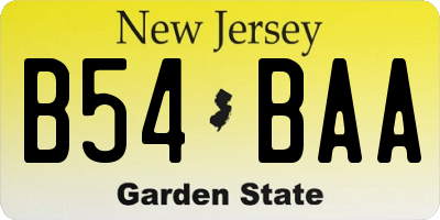 NJ license plate B54BAA