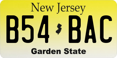 NJ license plate B54BAC