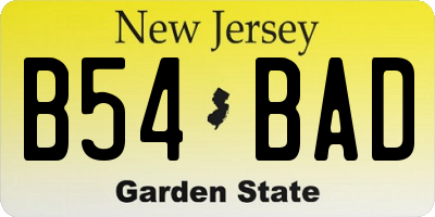 NJ license plate B54BAD