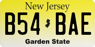 NJ license plate B54BAE
