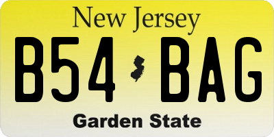 NJ license plate B54BAG