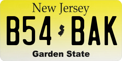 NJ license plate B54BAK