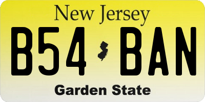 NJ license plate B54BAN