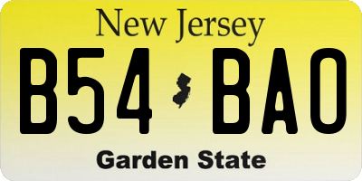 NJ license plate B54BAO