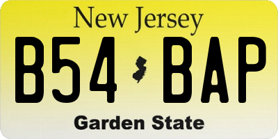 NJ license plate B54BAP