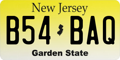 NJ license plate B54BAQ