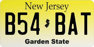 NJ license plate B54BAT