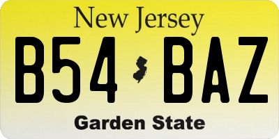 NJ license plate B54BAZ