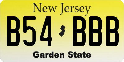 NJ license plate B54BBB