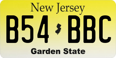 NJ license plate B54BBC
