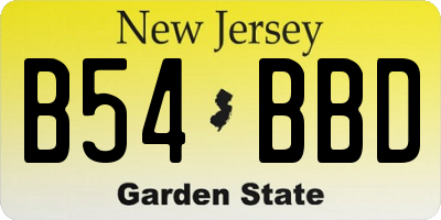 NJ license plate B54BBD