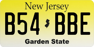 NJ license plate B54BBE