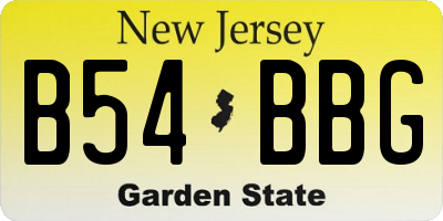NJ license plate B54BBG