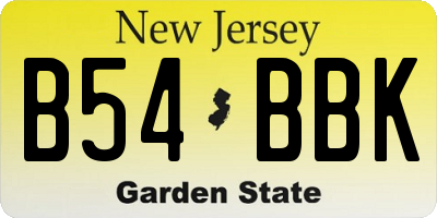 NJ license plate B54BBK