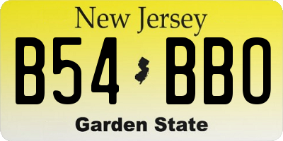 NJ license plate B54BBO