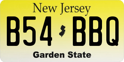NJ license plate B54BBQ
