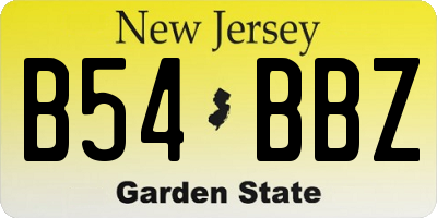 NJ license plate B54BBZ