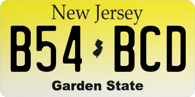 NJ license plate B54BCD