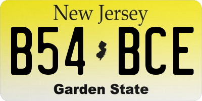 NJ license plate B54BCE