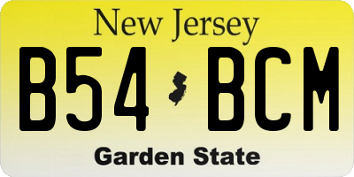 NJ license plate B54BCM