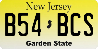 NJ license plate B54BCS