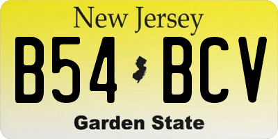 NJ license plate B54BCV