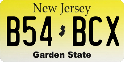 NJ license plate B54BCX