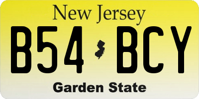 NJ license plate B54BCY