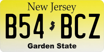 NJ license plate B54BCZ