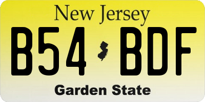 NJ license plate B54BDF