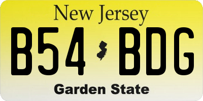 NJ license plate B54BDG