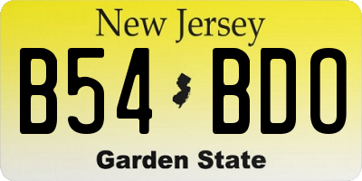 NJ license plate B54BDO