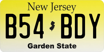 NJ license plate B54BDY