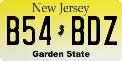 NJ license plate B54BDZ
