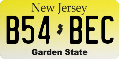 NJ license plate B54BEC