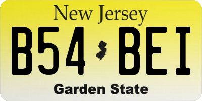 NJ license plate B54BEI