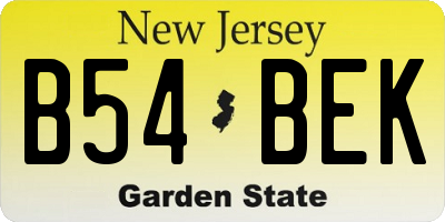 NJ license plate B54BEK