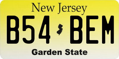 NJ license plate B54BEM