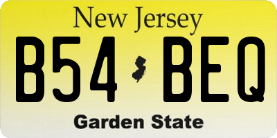 NJ license plate B54BEQ